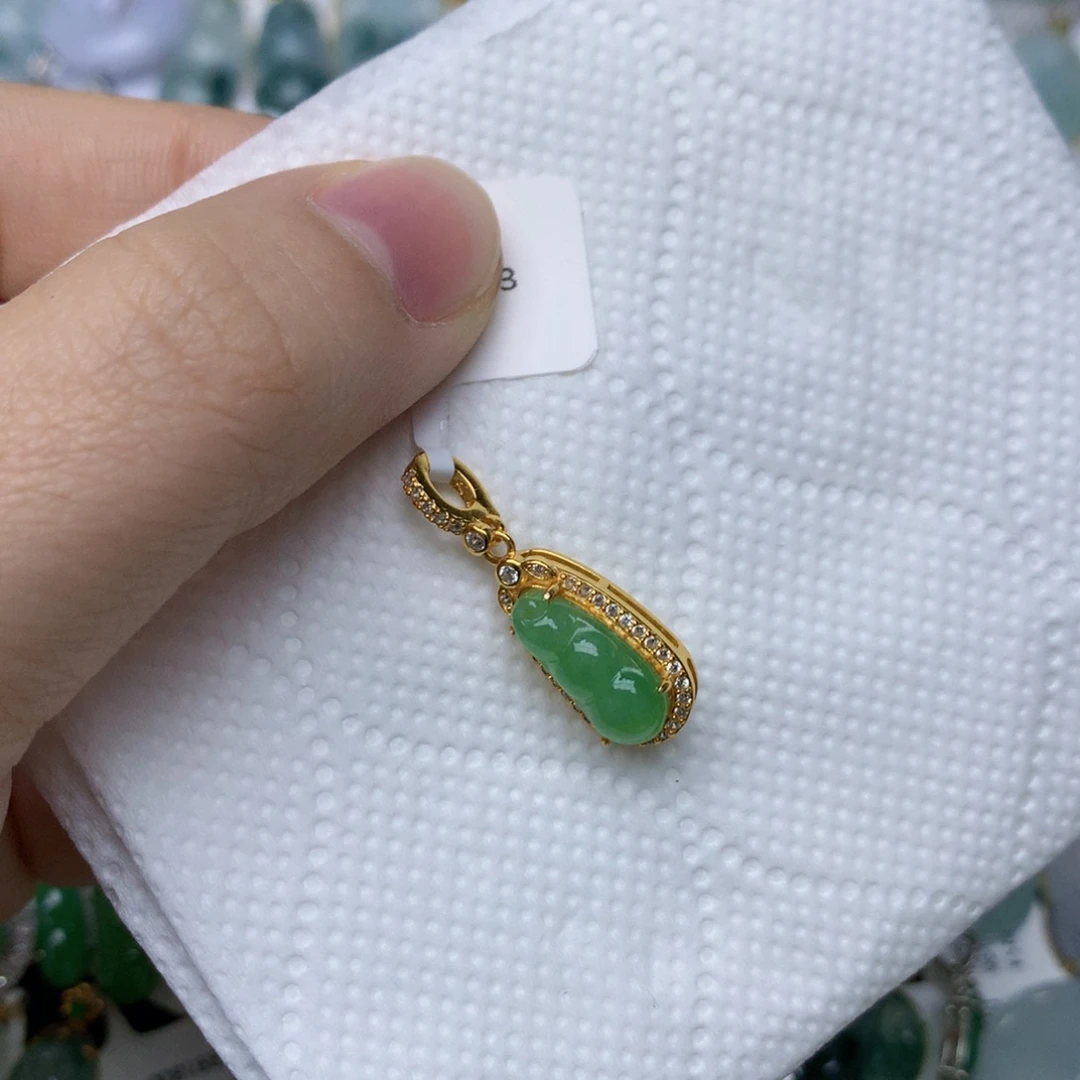 翡翠银S925镶嵌颈饰天然A货翡翠