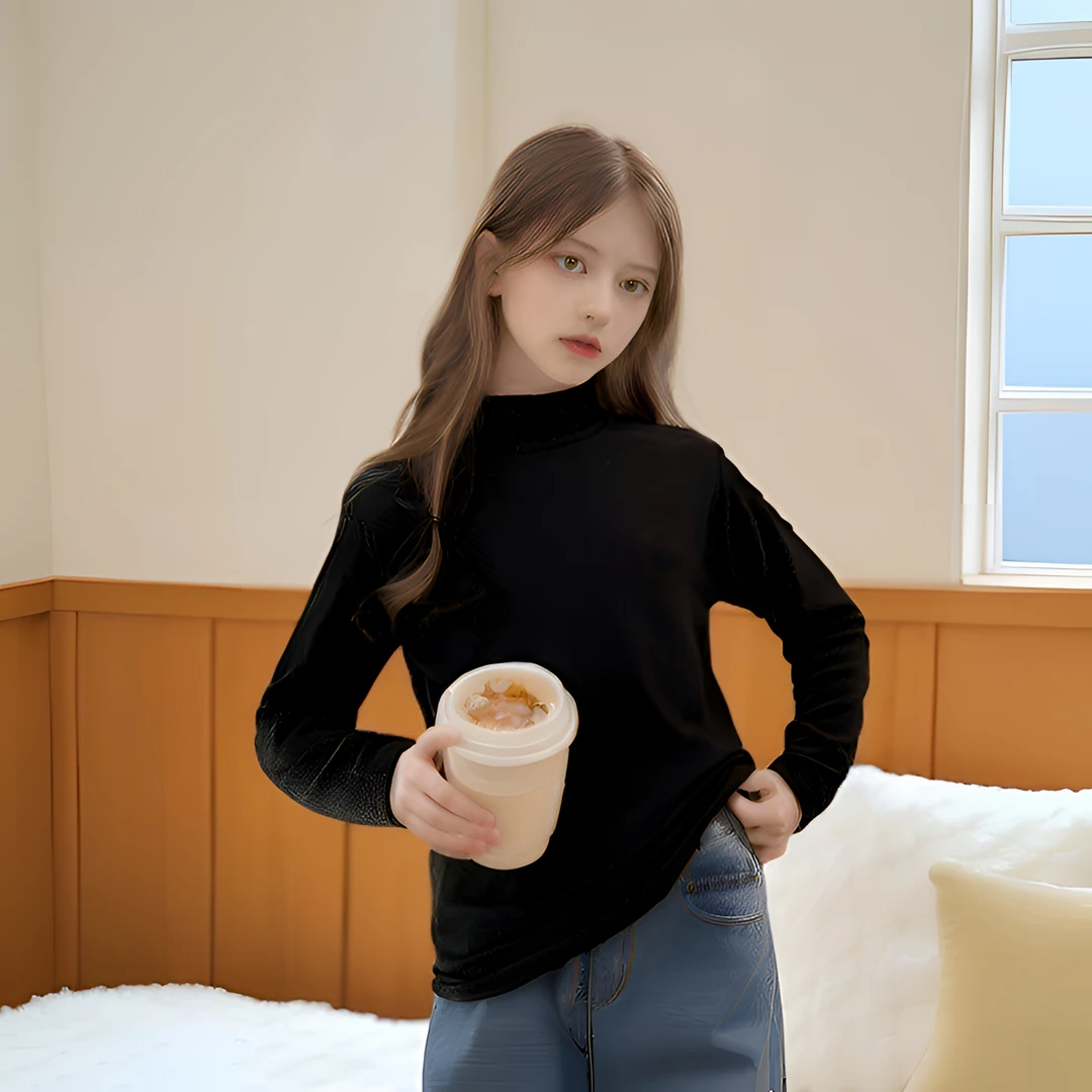 德绒长袖儿童打底衫女童春秋冬小女孩内搭T恤保暖显瘦童装上衣服