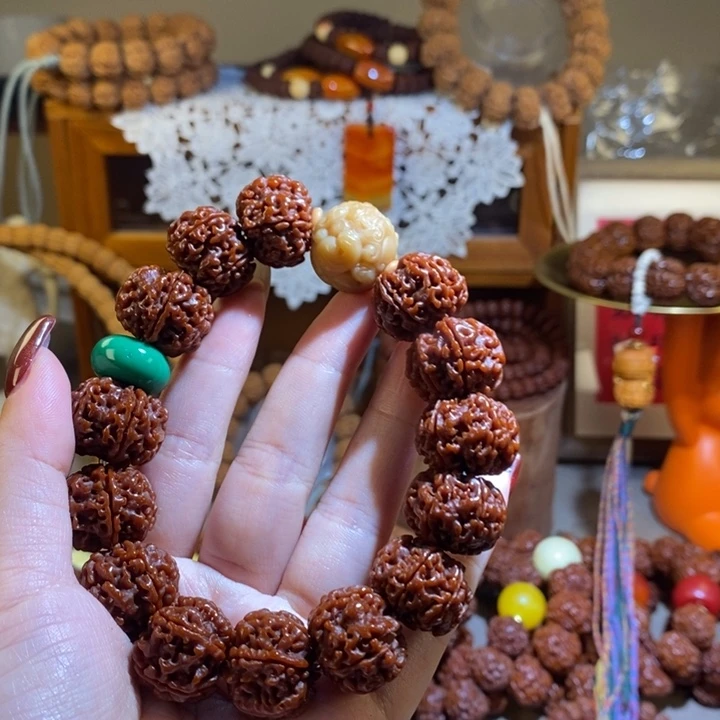 手串金刚菩提196玉华满蜂窝貔貅➕绿扣