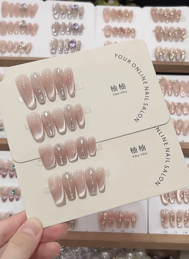 【岁月涟漪】纯手工腮红猫眼气质显白可拆卸式穿戴甲