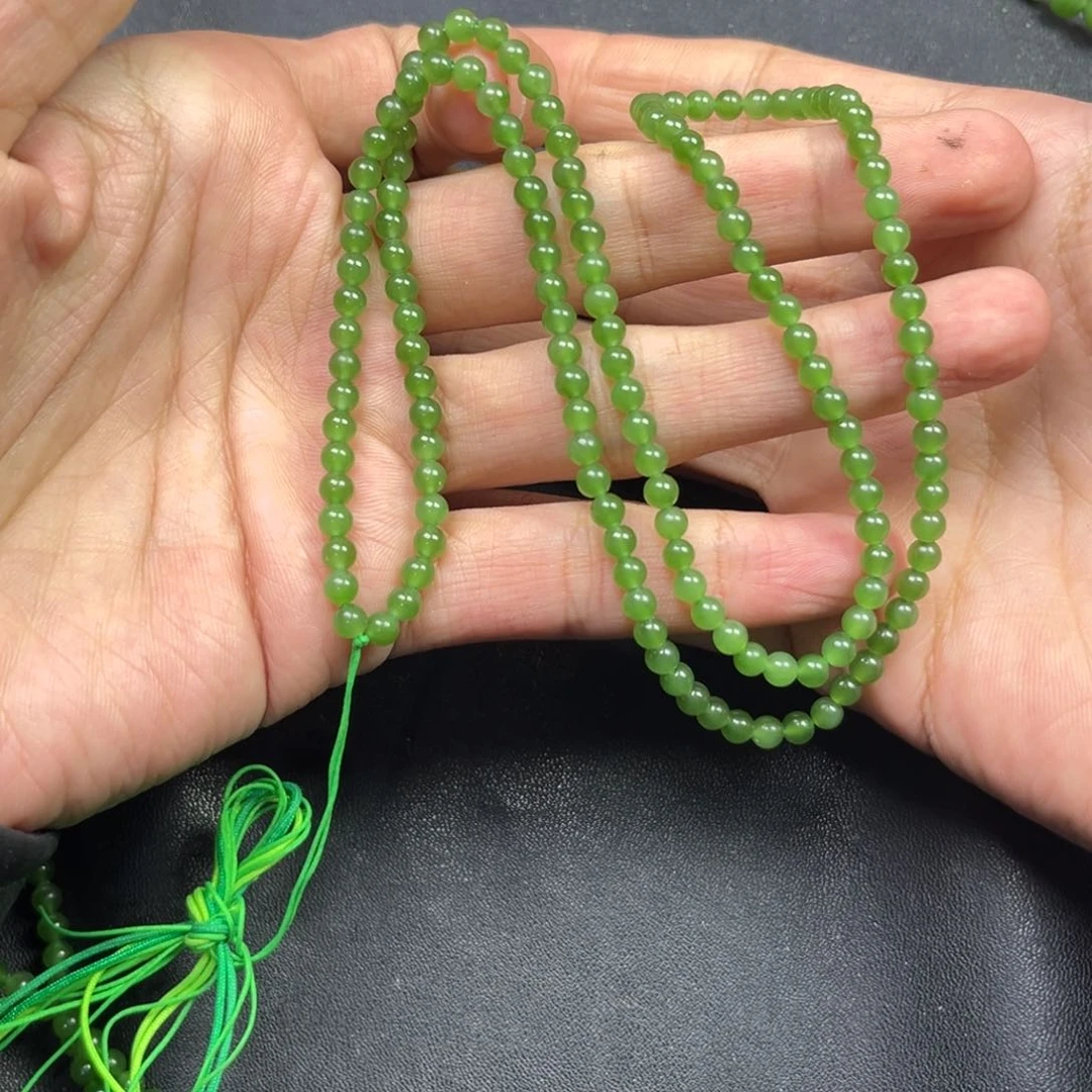 和田玉颈饰未镶嵌多样性俄罗斯碧玉链子118颗卡4无黑点