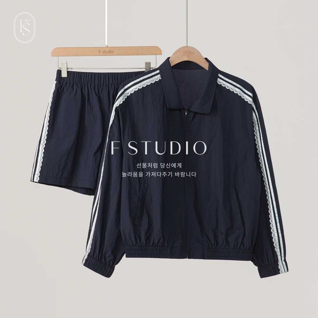 【现货】【蓝莓气泡】FS408Z002蕾丝花边拼接套装