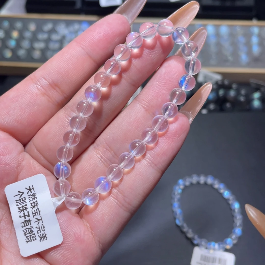 ****i未镶嵌手链长石蓝月光手链6mm