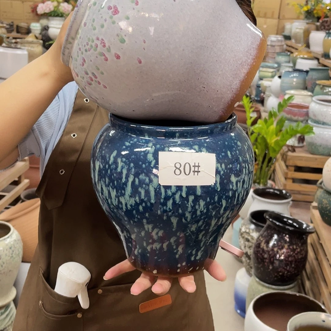 紫砂花盆高度21口径16厘米