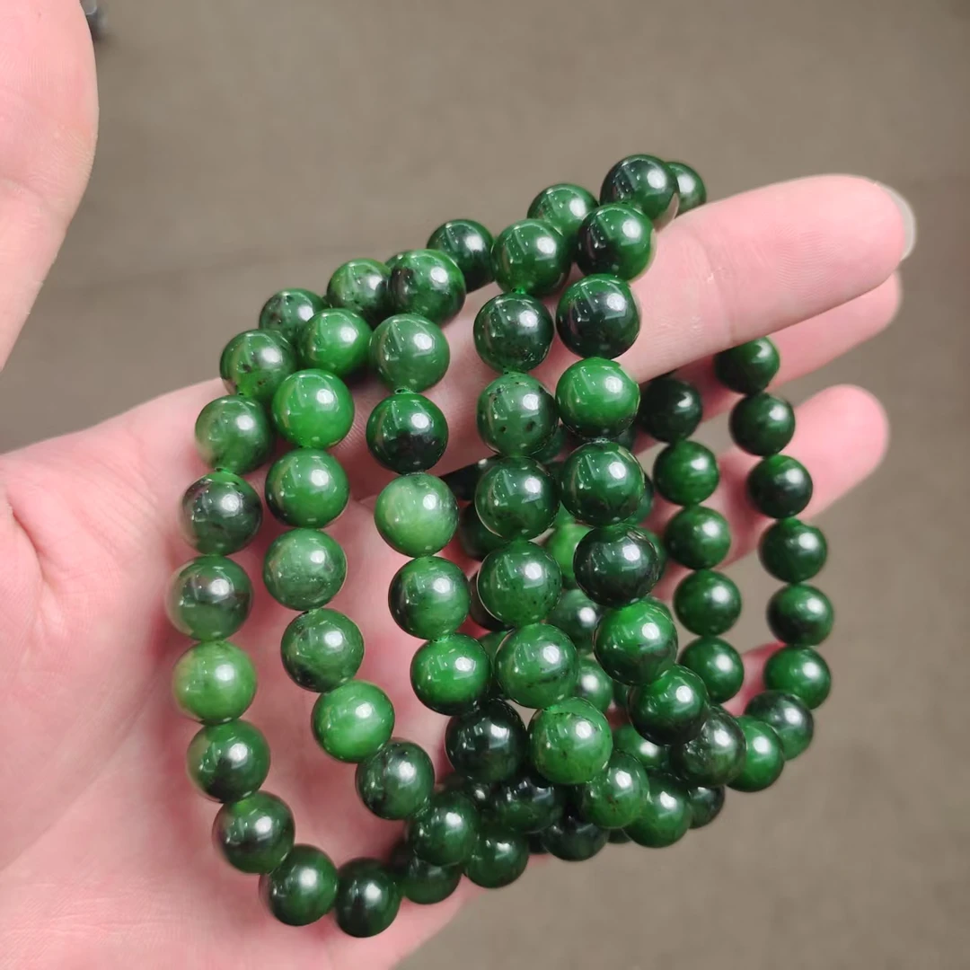 老王珠宝 和田玉 卡10阿富汗碧玉 圆珠 多样性发一