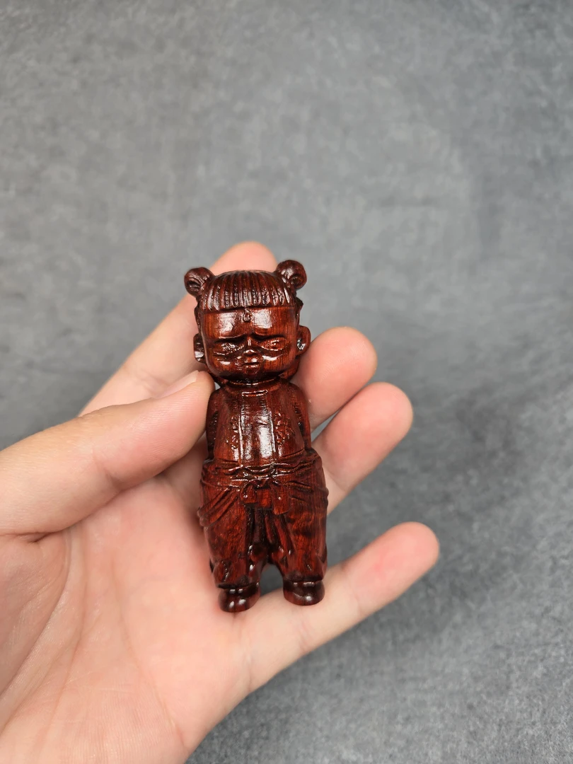 魔童哪吒   红木可爱哪吒手把件  高8厘米