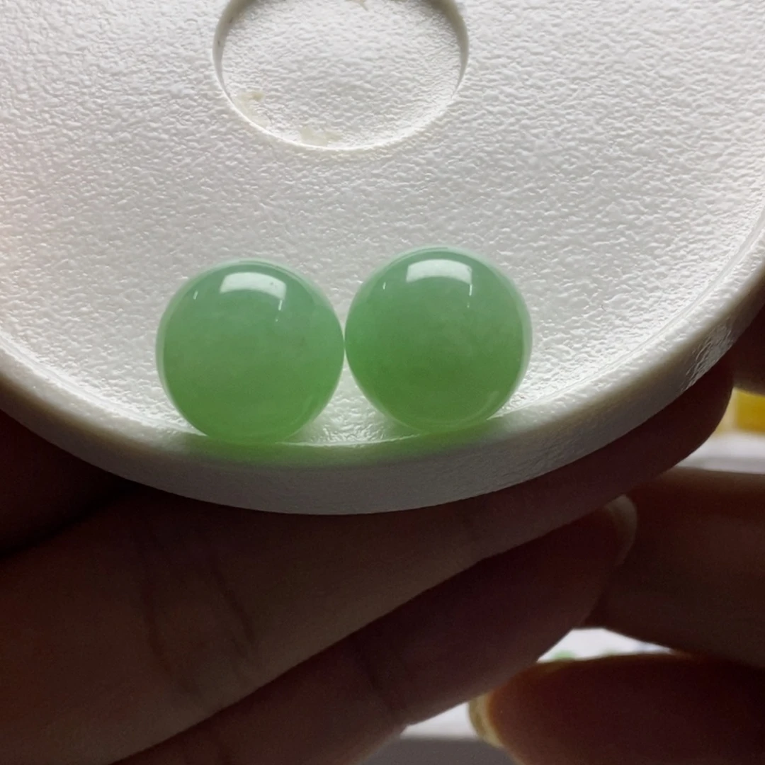 翡翠散珠翡翠豆绿圆珠 卡13