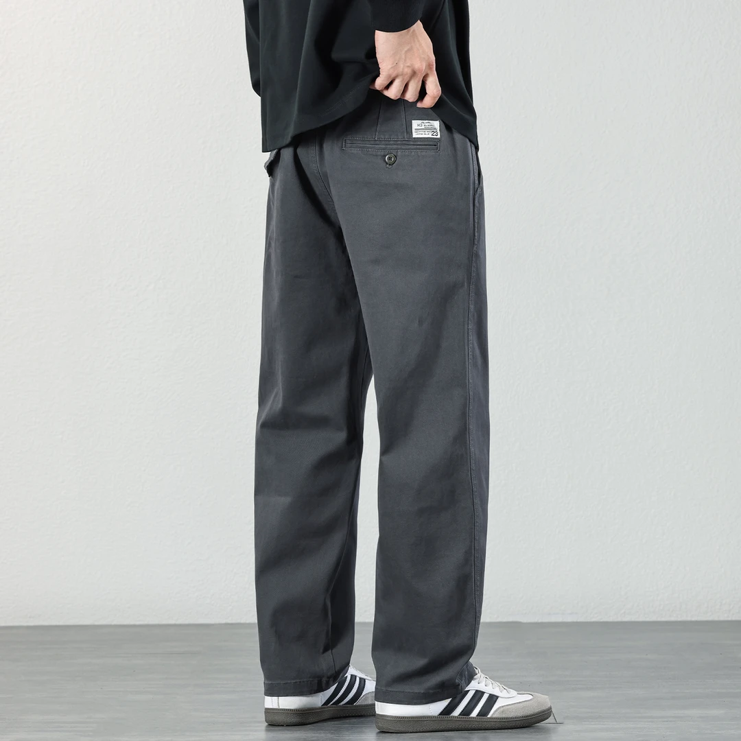 2025秋冬新款纯色松紧腰休闲裤男士宽松百搭直筒垂感基础长裤子潮