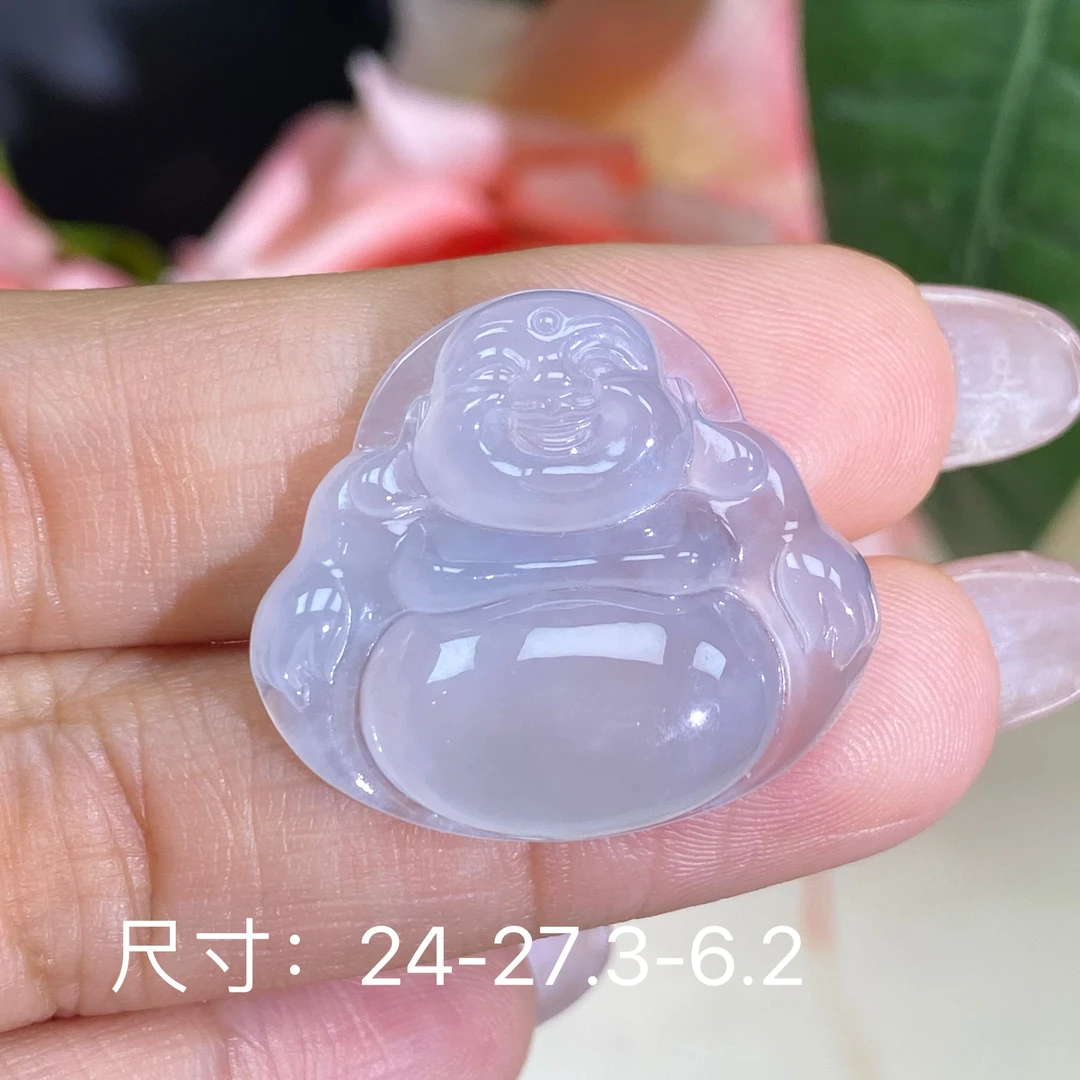 莱韵翡翠 缅甸天然A货白冰佛公挂件尺寸适中气质精美百搭