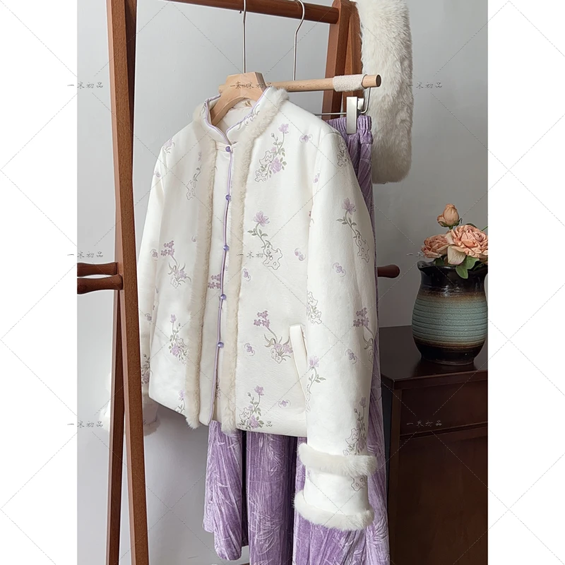 5512《安宁》原创国风小清新气质毛领棉服独特漂亮夹棉外套