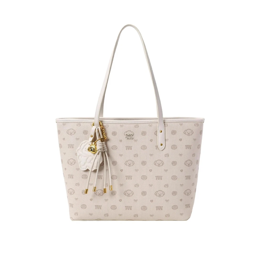 大容量防脏单肩包白色编织单根时尚肩包拉链女士托特包