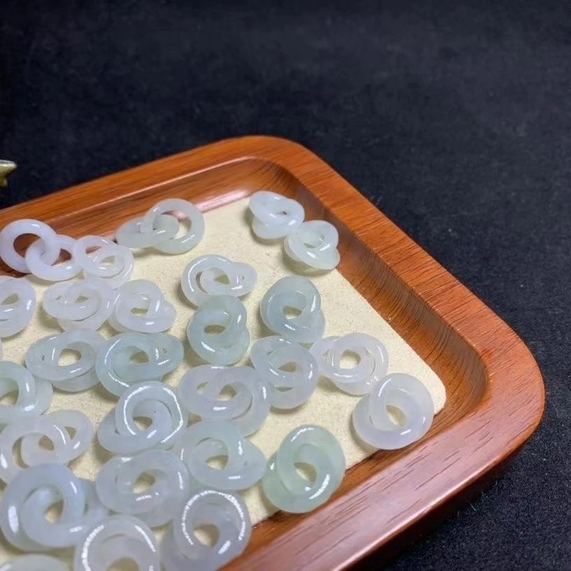翡翠a货环环相扣小玉环 古风手编手链饰品配件镂空（多样性发其一）