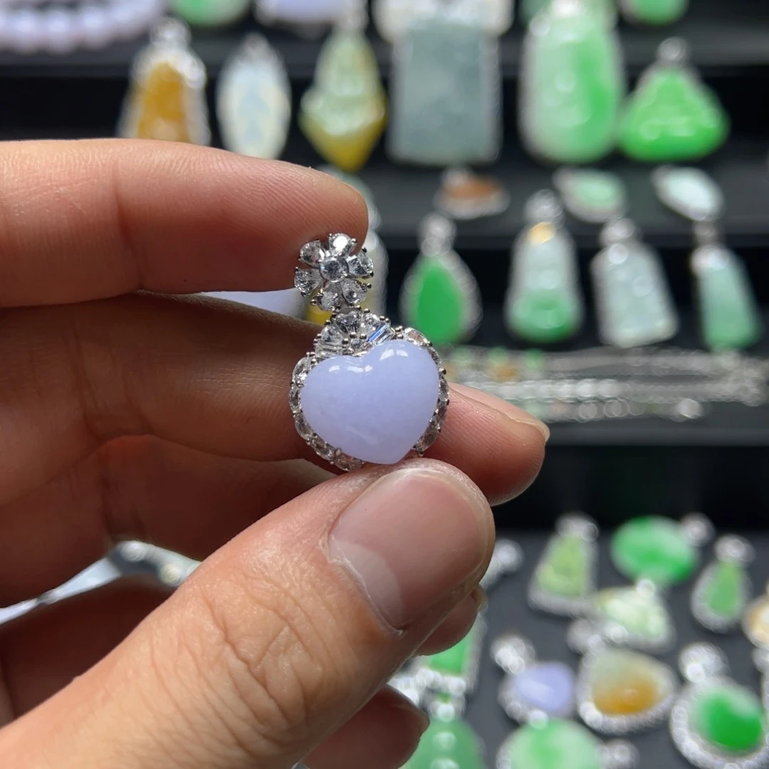 颈饰银S925镶嵌翡翠天然翡翠