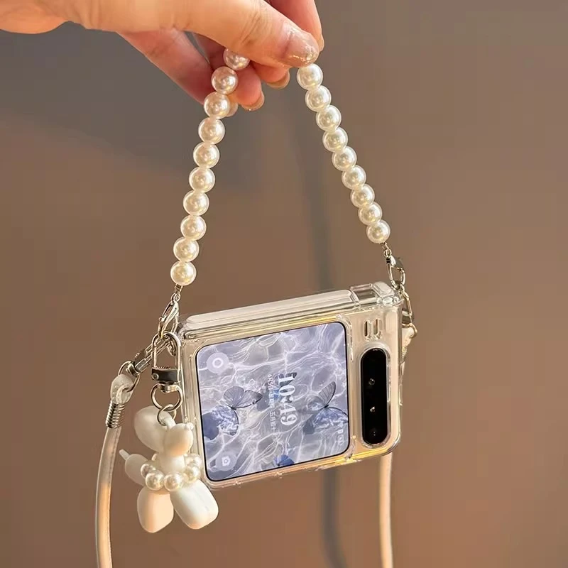 适用华为Pura X典藏版阔折叠手机壳透明磁吸铰链斜跨背带女保护套