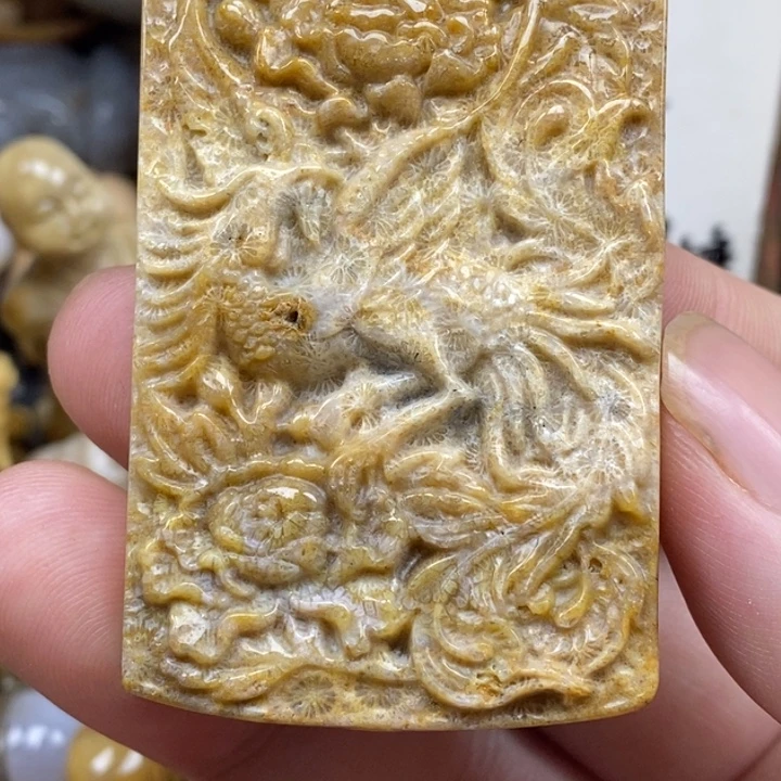 硅化珊瑚（珊瑚玉）未镶嵌颈饰有瑕