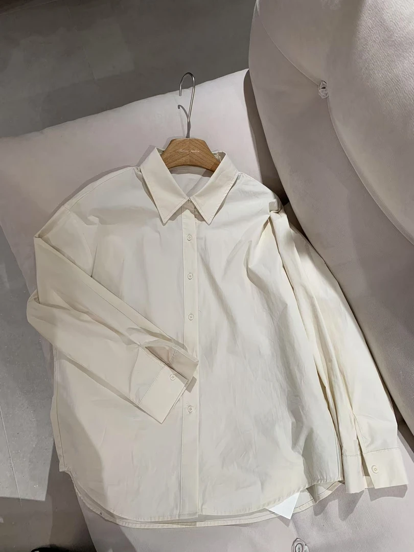 法式显瘦刺绣字母衬衫女长袖百搭设计感上衣8258衣长71穿到140斤）