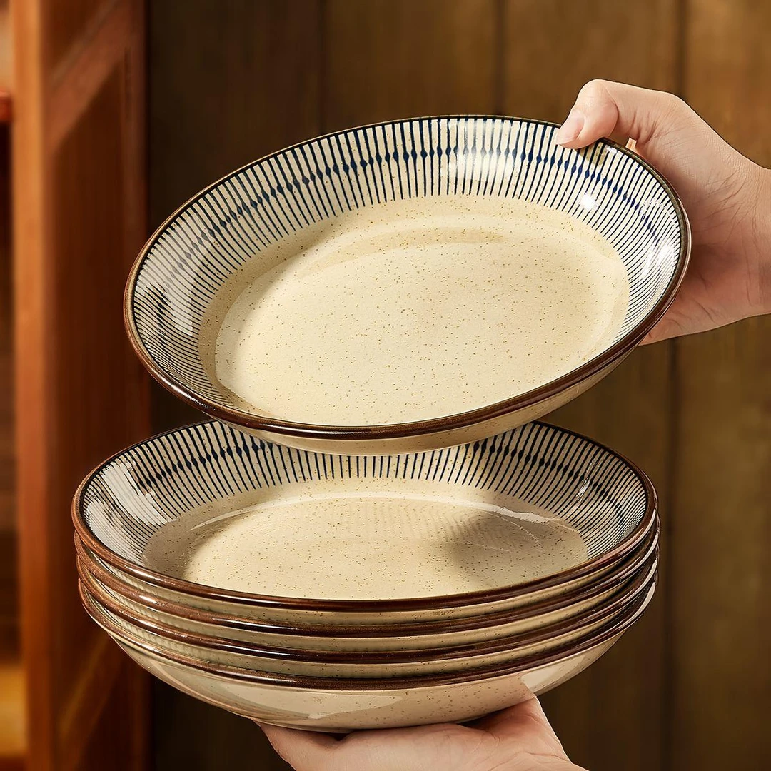 釉下彩复古盘子家用菜盘2025新款中式餐具碗碟高级感碟子日式餐盘