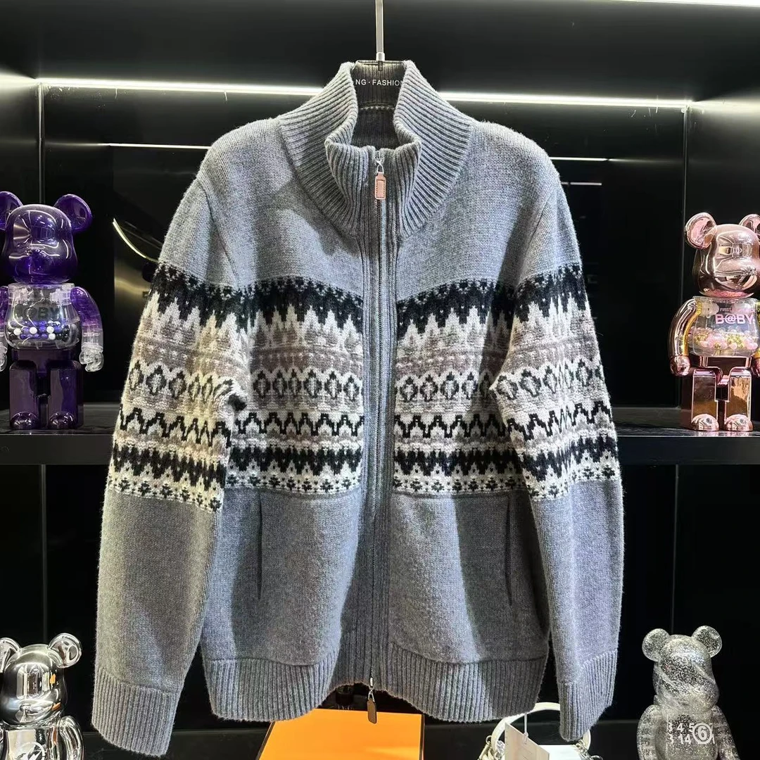 【DAXIU轻奢】秋冬纯色百搭拉链费尔岛纯色百搭针织衫-9177