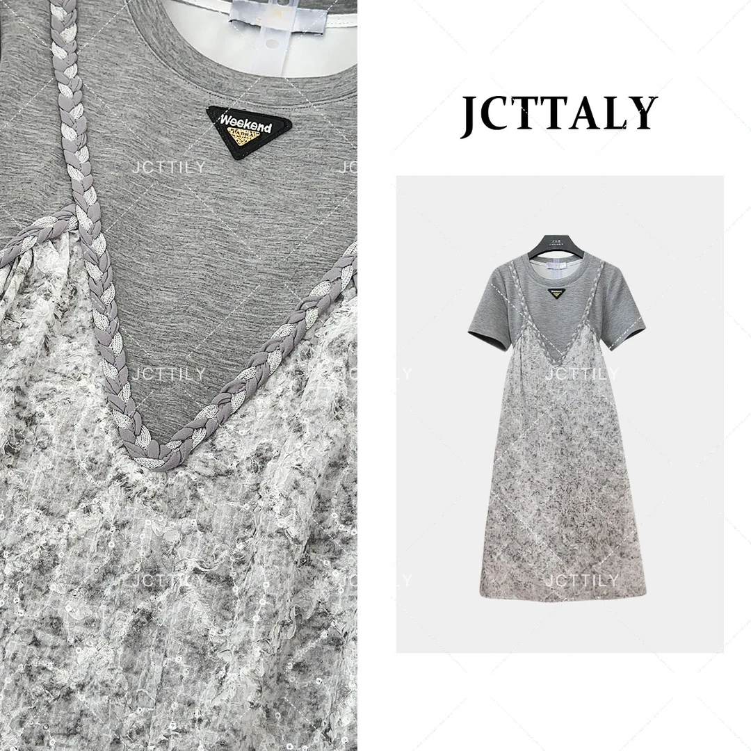 GG法式蕾丝拼接假两件夏季减龄收腰显瘦碎花裙JC-A2951