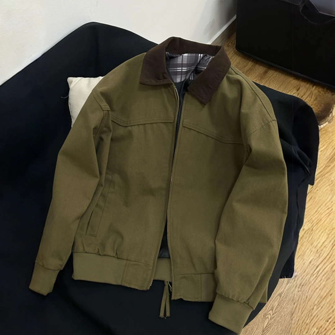 真维斯短款外套男款春秋翻领美式棒球服痞帅2025新款哈灵顿夹克