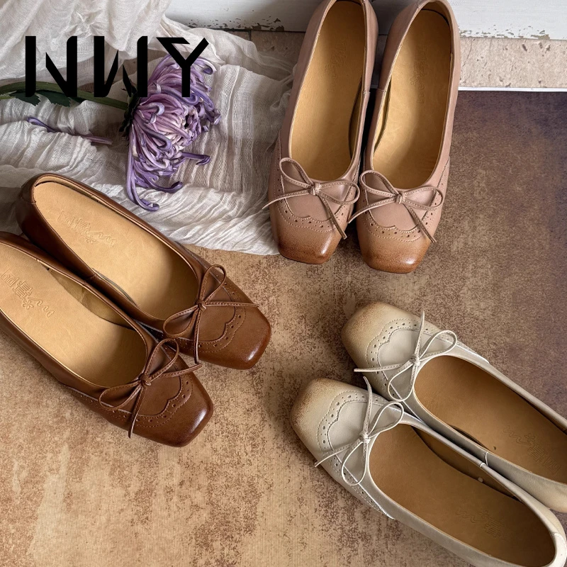 博主同款春季擦色浅口增高单鞋复古百搭方头真皮旗袍玛丽珍高跟鞋