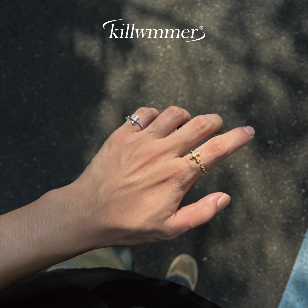 925银戒指 原创莫桑戒指男女单身戒尾戒男时尚对戒女士银饰纯银