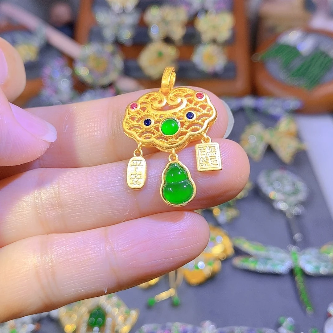 颈饰银S925镶嵌翡翠