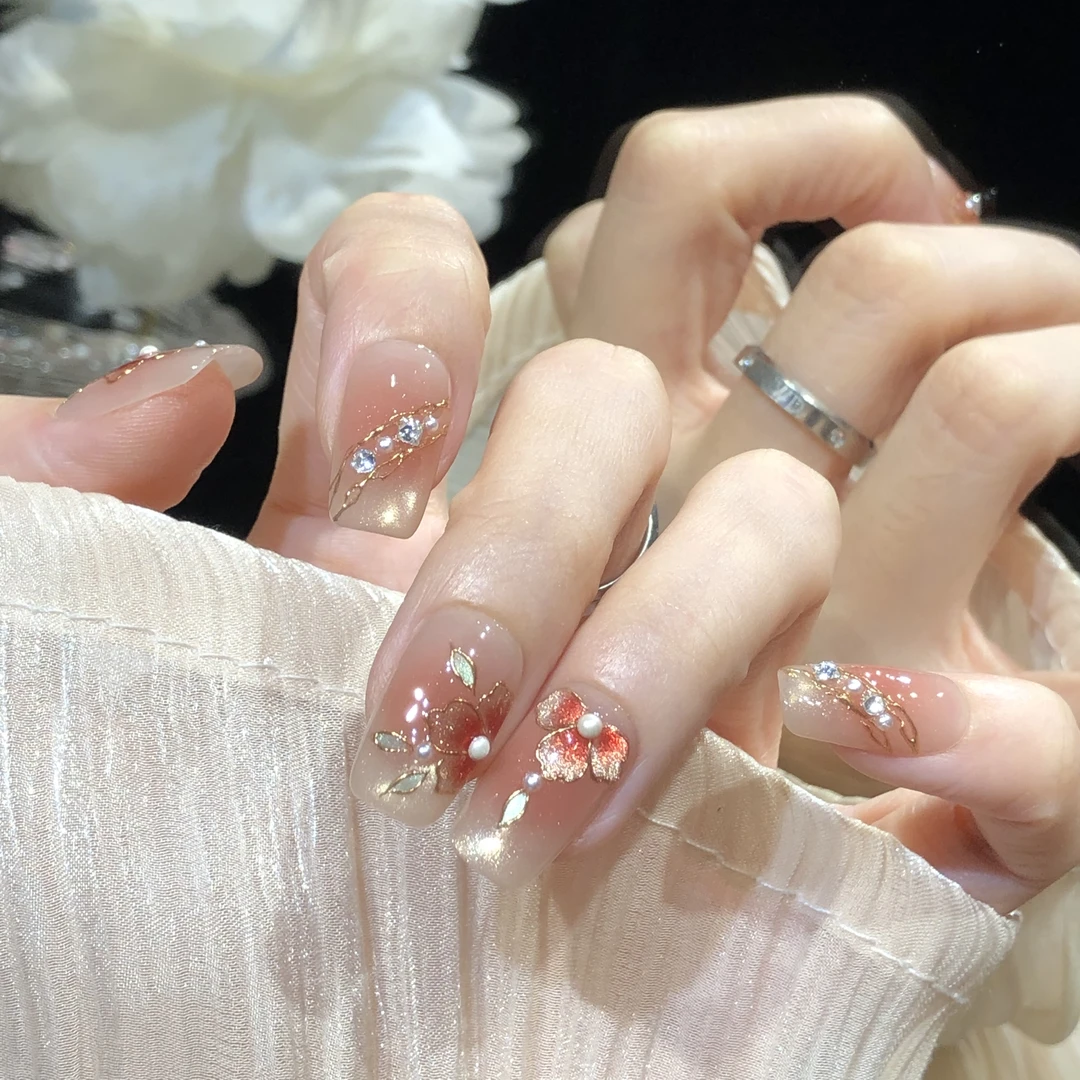 【珠花绮梦】【设计师款】纯手工穿戴甲可拆卸美甲光疗甲