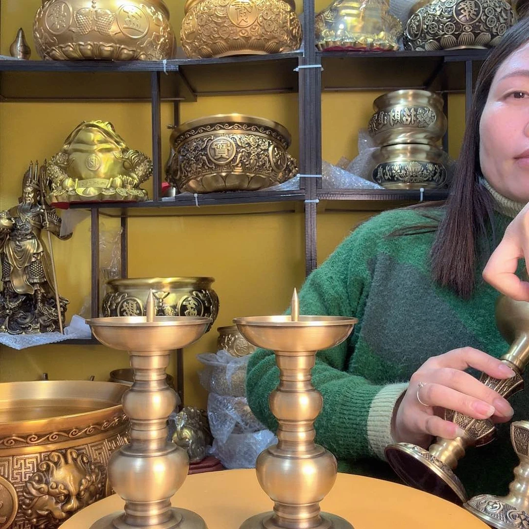 黄铜蜡烛台，烛台黄铜