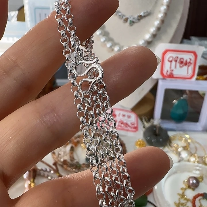 末***银S925镶嵌颈饰淡水珍珠配件链子