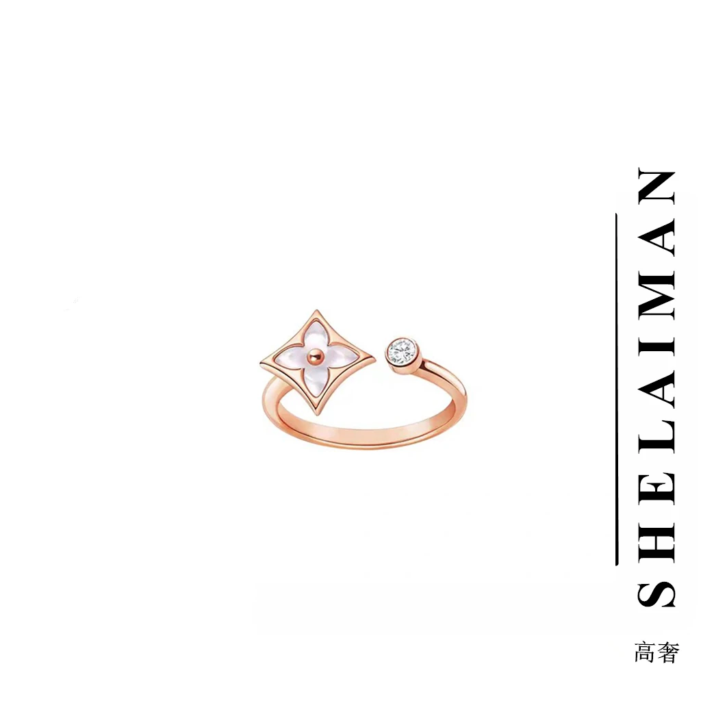 奢莱蔓/SHELAIMAN  老花 开口 时尚百搭戒指-J