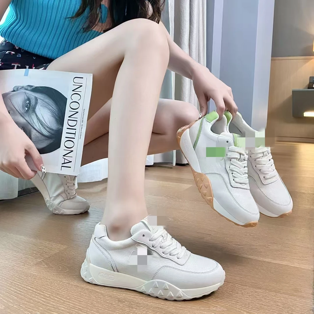 新款女款爆款时尚百搭拼色复古德训真皮女鞋阔腿裤必备鞋低帮鞋子