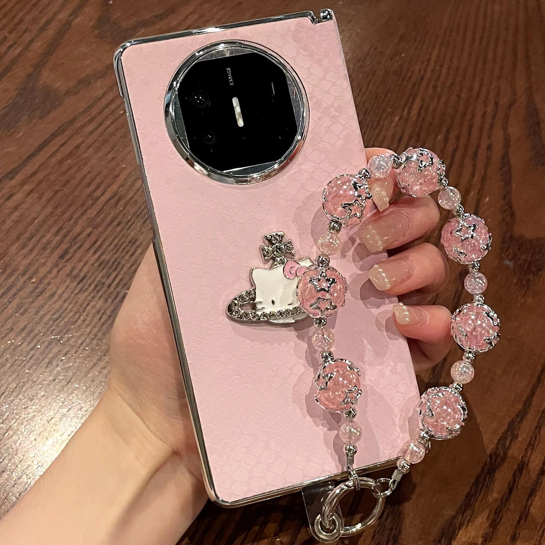 适用华为matex6手机壳matex5折叠屏高级感蛇鳞纹西太后kt猫保护套