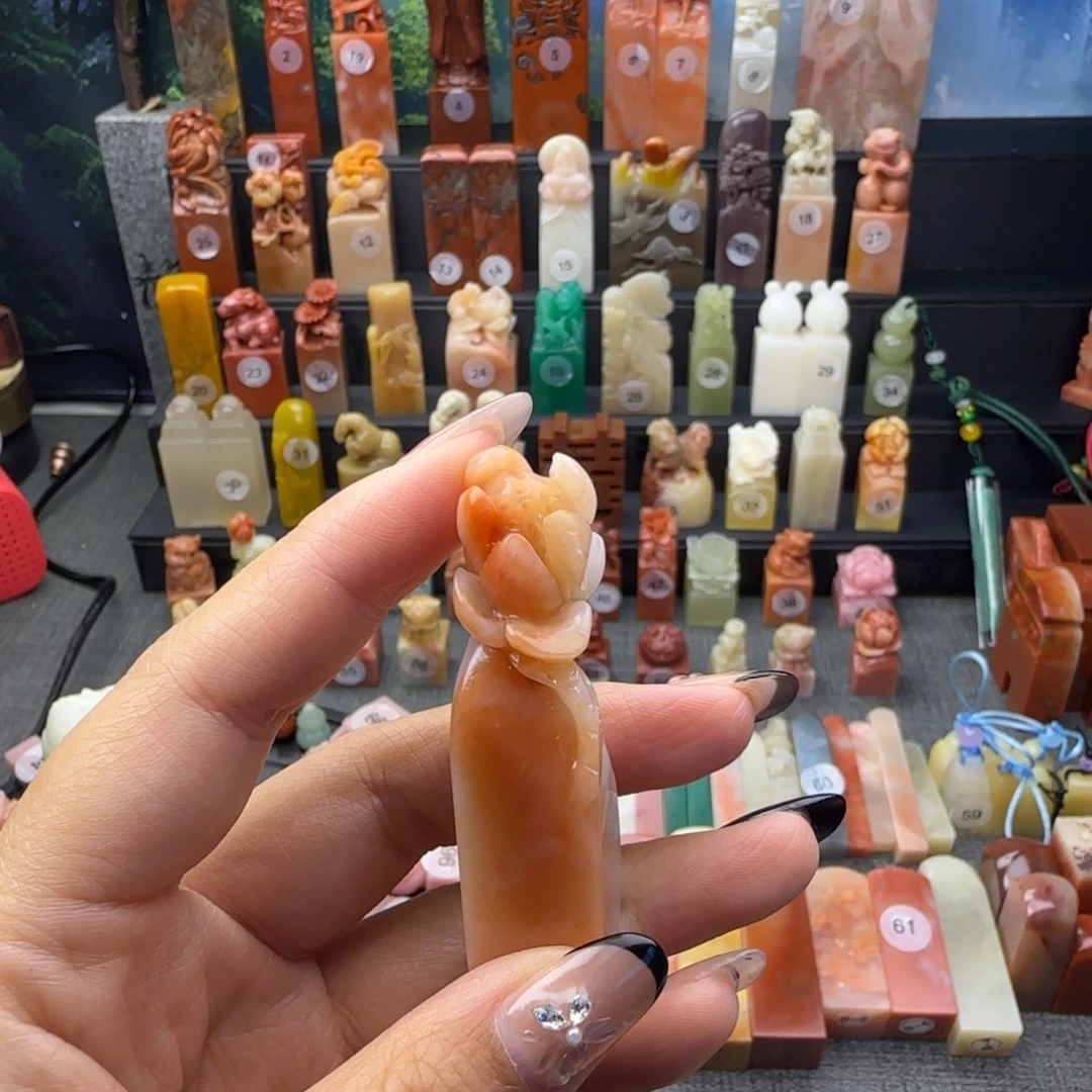 印石寿山石荷花印章