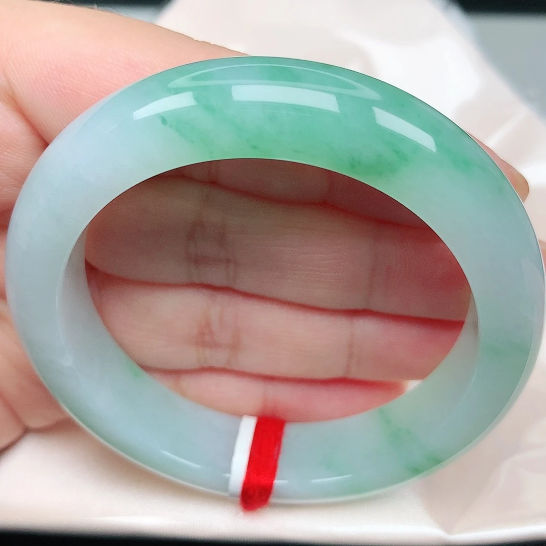 未镶嵌手镯翡翠16冰胶阳绿飘花