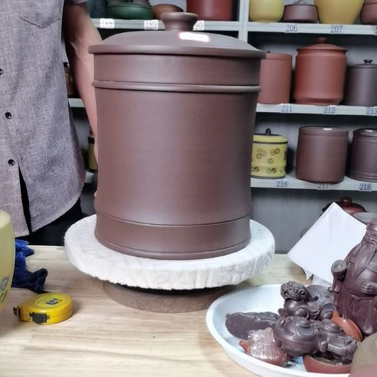 茶叶罐紫砂正品七饼加一饼竹节款素面老紫泥9735