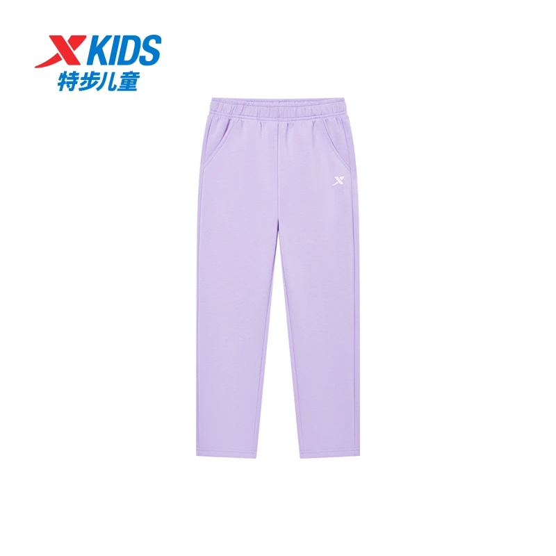 特步儿童冬季新款宽松长裤女童舒适亲肤休闲针织长裤675326639285