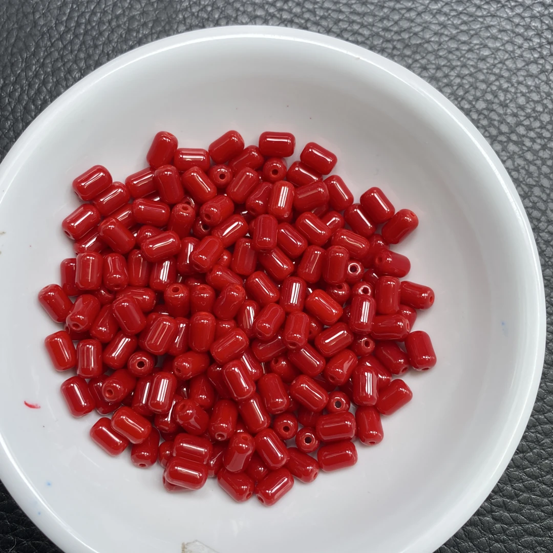 金禧缘珠宝～ M956 锦红南红4×6mm30个6.8元