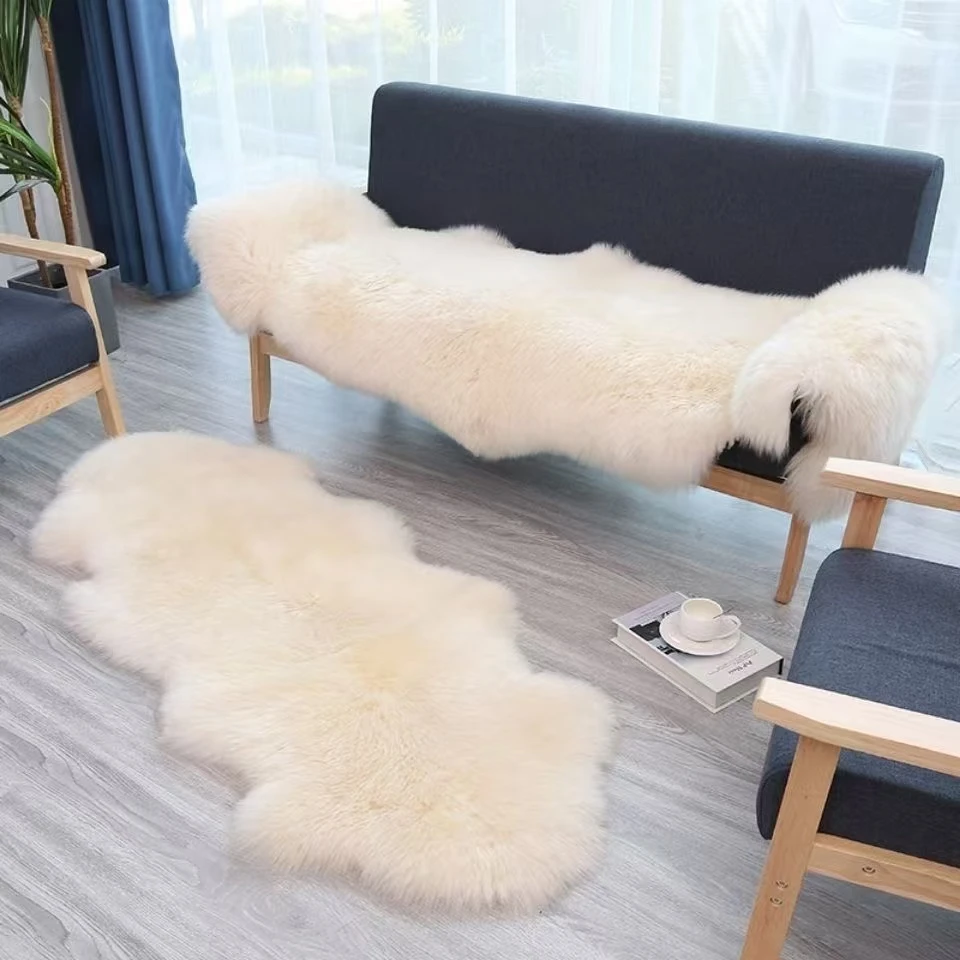 羊毛皮毛一体地毯整张羊皮沙发垫飘窗毯椅子垫卧室床边毯客厅毯