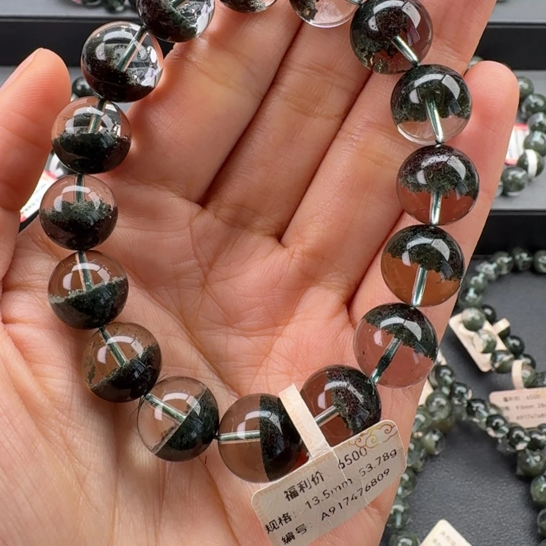 小***m未镶嵌水晶手链天然绿幽灵聚宝盆