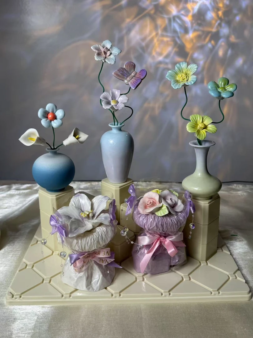 【直播拆】景德镇陶瓷花组合（花瓶/花束）送闺蜜女友毕业纪念礼物