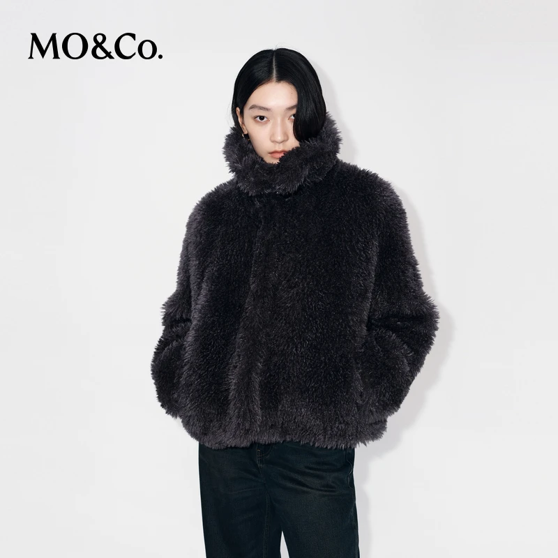 【陈大可专属】MOCO外套2025冬毛草绒感皮袢扣立领短款MBE4COTT25