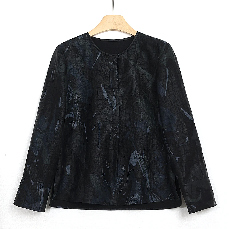 新中式国风香云纱墨池上衣     81390-1PP