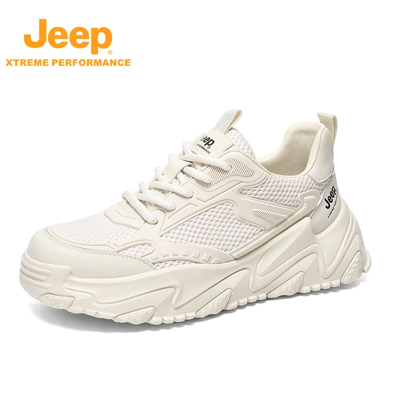 JEEP/吉普徒步鞋男士时尚休闲百搭ins透气轻便白鞋潮流潮鞋厚底