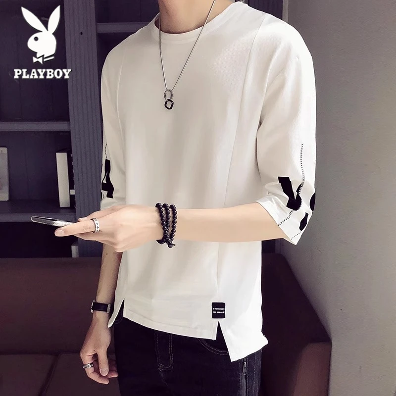 花花公子夏季新款男士时尚潮流宽松透气高级感痞帅圆领短袖t恤衫