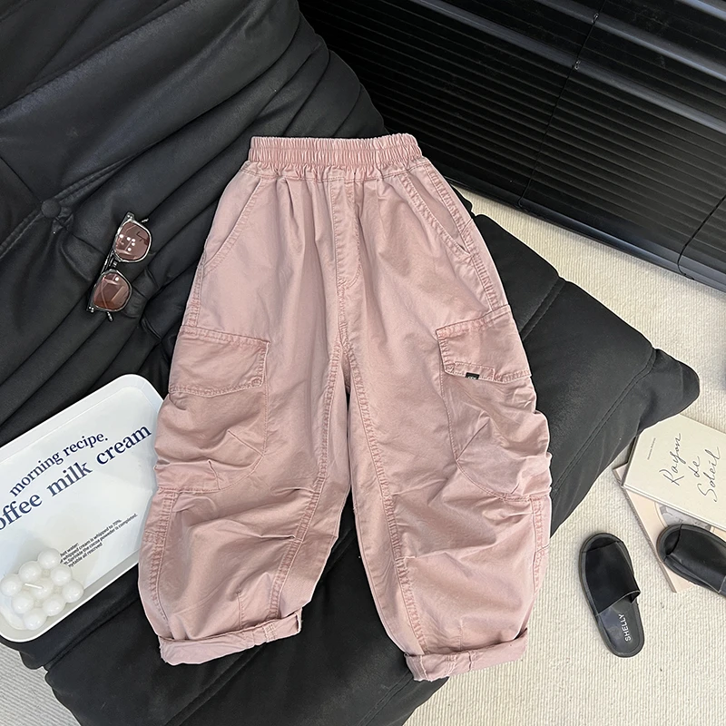 Q【现货】阿卷2025春装儿童韩版时尚休闲宽松工装裤子MPG4065