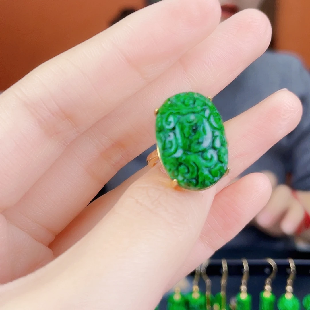 翡翠银S925镶嵌耳饰