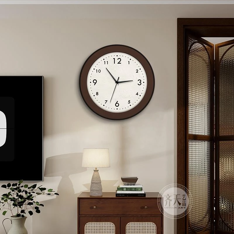 2025新款中古风餐厅装饰钟表挂画简约现代法式客厅饭厅静音挂钟画