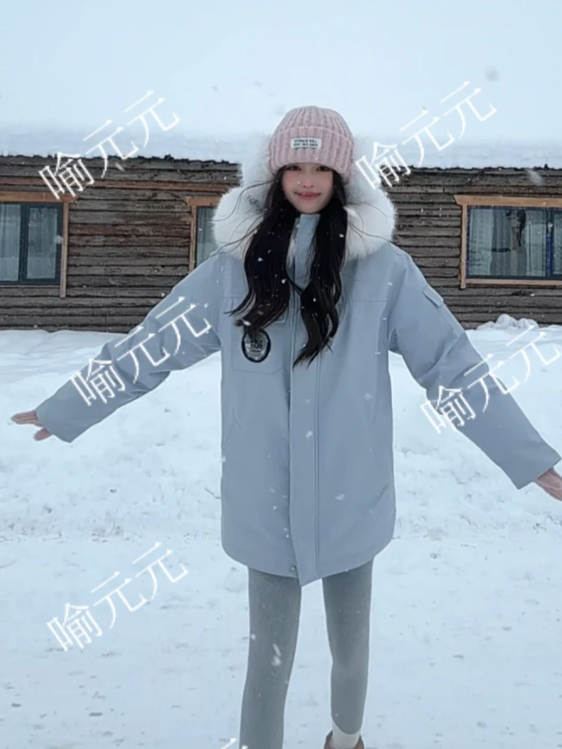 [喻元元专属】清！清！清！新款时尚狐狸毛领连帽保暖羽绒外套241113