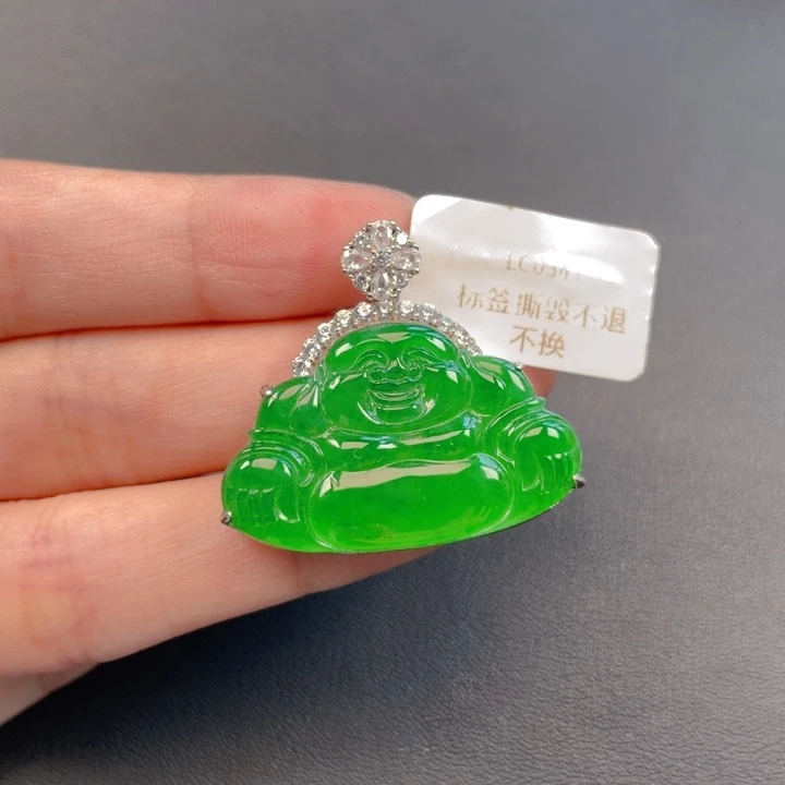 翡翠银S925镶嵌吊坠(不含链)